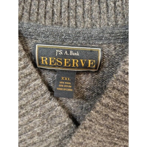 Jos A Bank RESERVE Men's XXL Wool Blend Sweater Gray V-Neck Long Sleeve - Picture 2 of 4